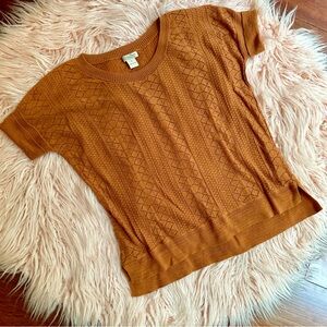 Lucky Brand Knit Short Sleeve Sweater Tan Brown